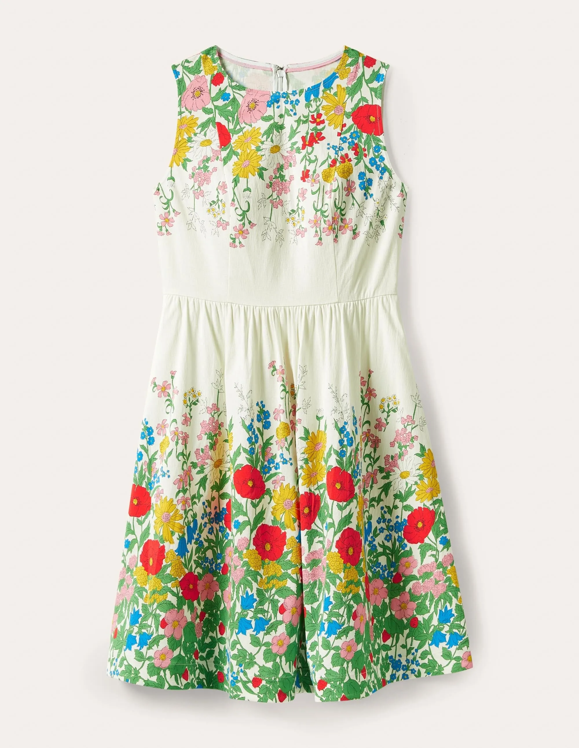 Tara Fit-and-Flare Dress-Ivory. Botanical Terrace