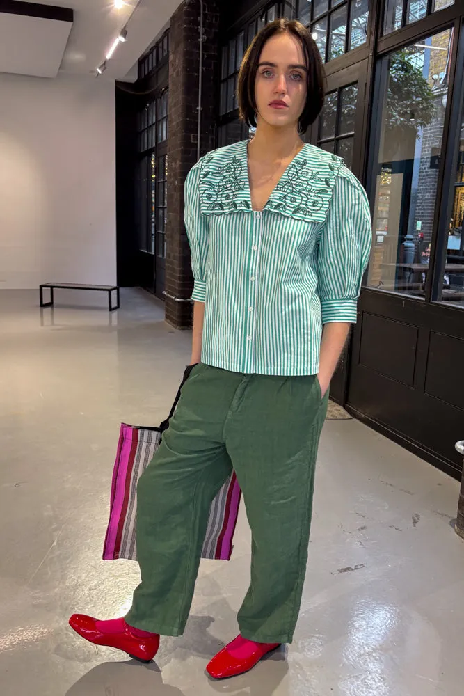 The Tiny Big Sister Striped Embroidered Blouse
