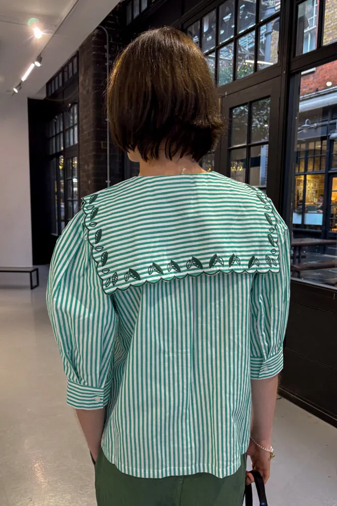The Tiny Big Sister Striped Embroidered Blouse