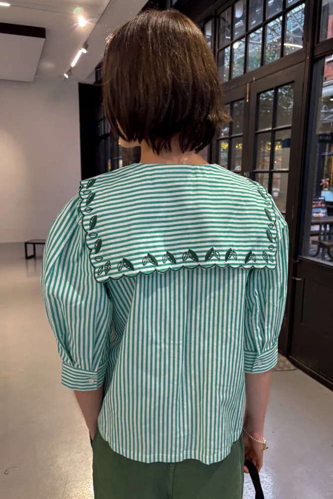 The Tiny Big Sister Striped Embroidered Blouse