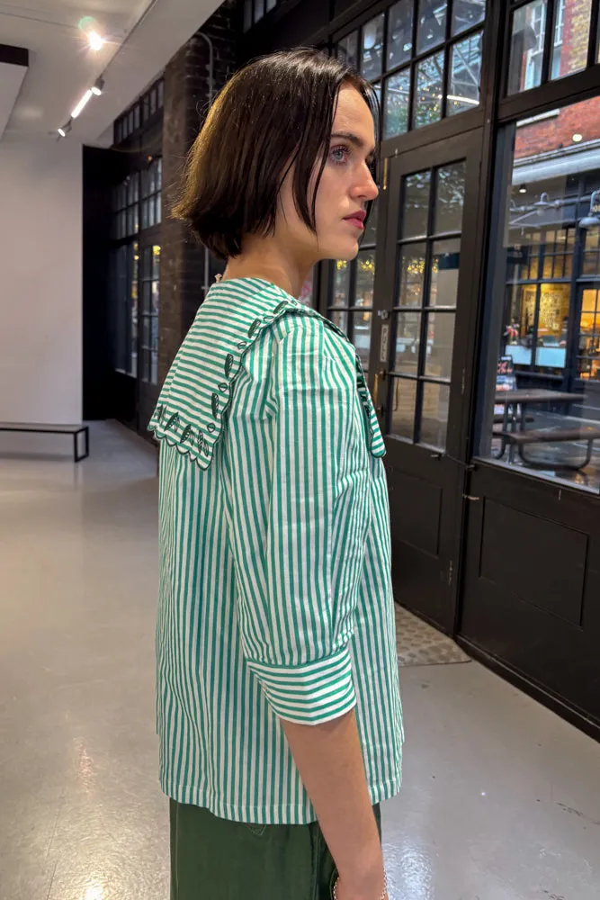 The Tiny Big Sister Striped Embroidered Blouse