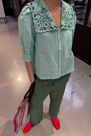 The Tiny Big Sister Striped Embroidered Blouse