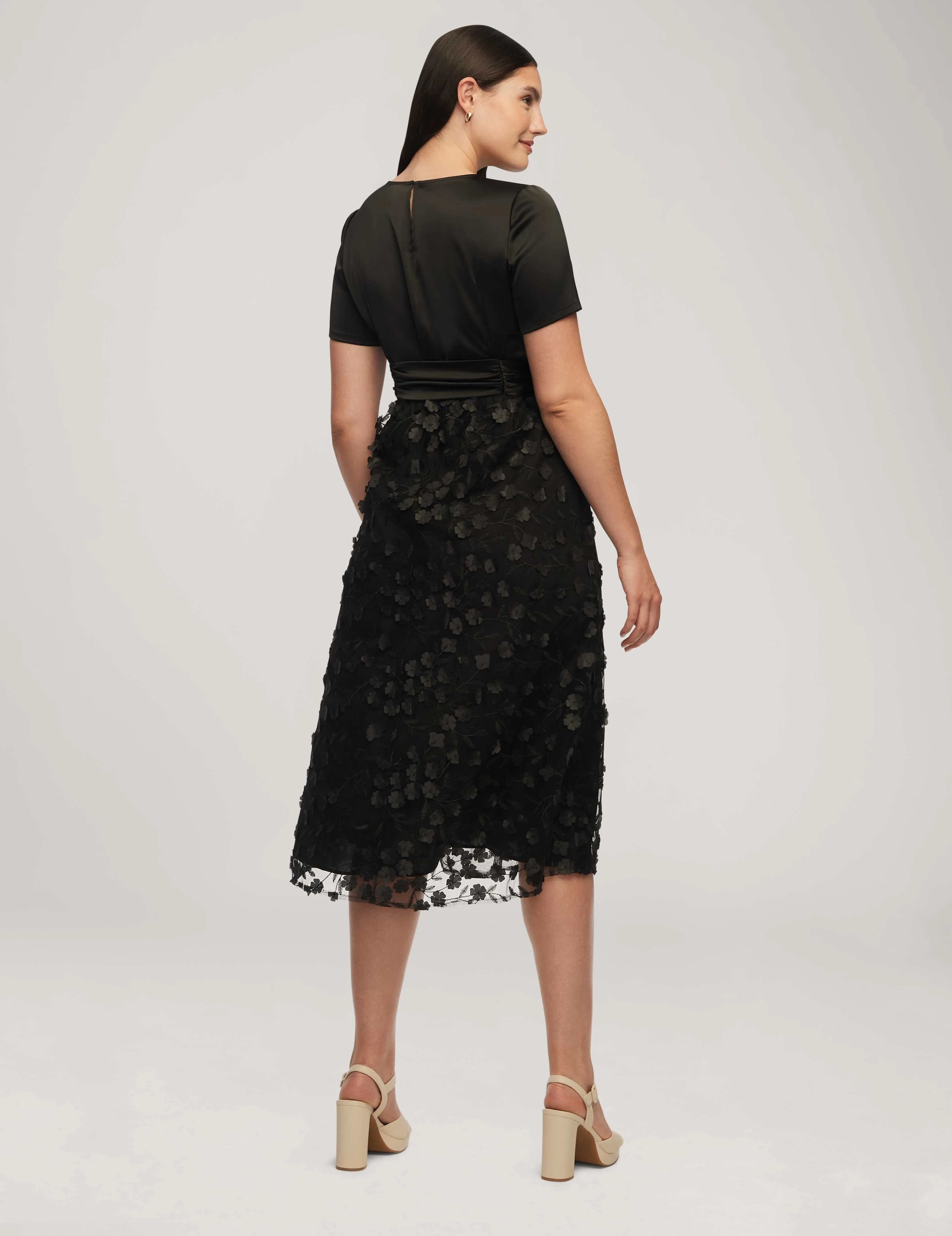 Tie Waist Combo Midi Dress- Sale