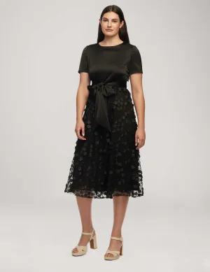 Tie Waist Combo Midi Dress- Sale