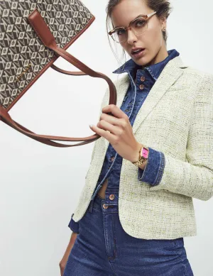 Tweed One Button Notch Collar Jacket- Sale