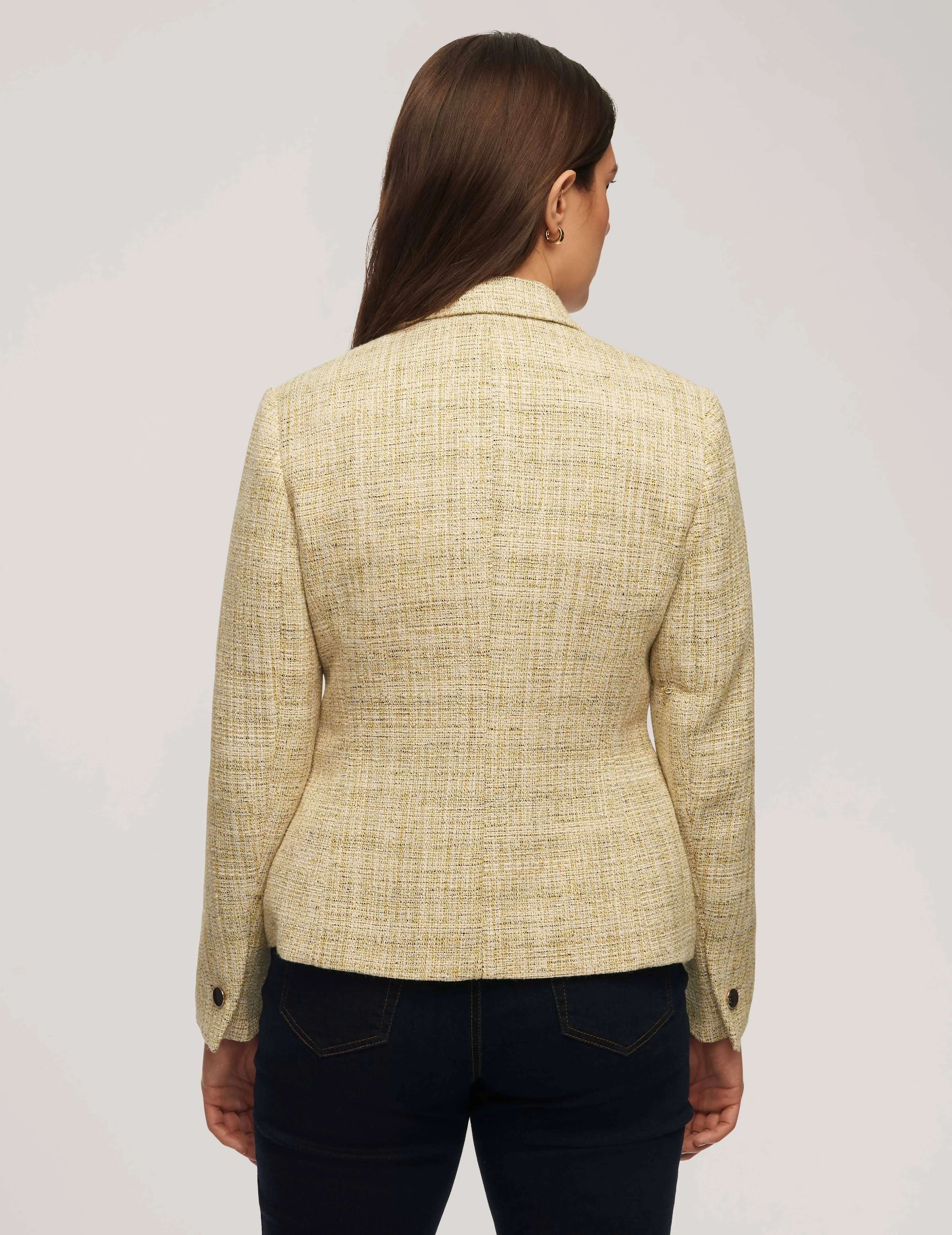 Tweed One Button Notch Collar Jacket- Sale