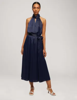 Twist Neck Halter Midi With Sash- Sale