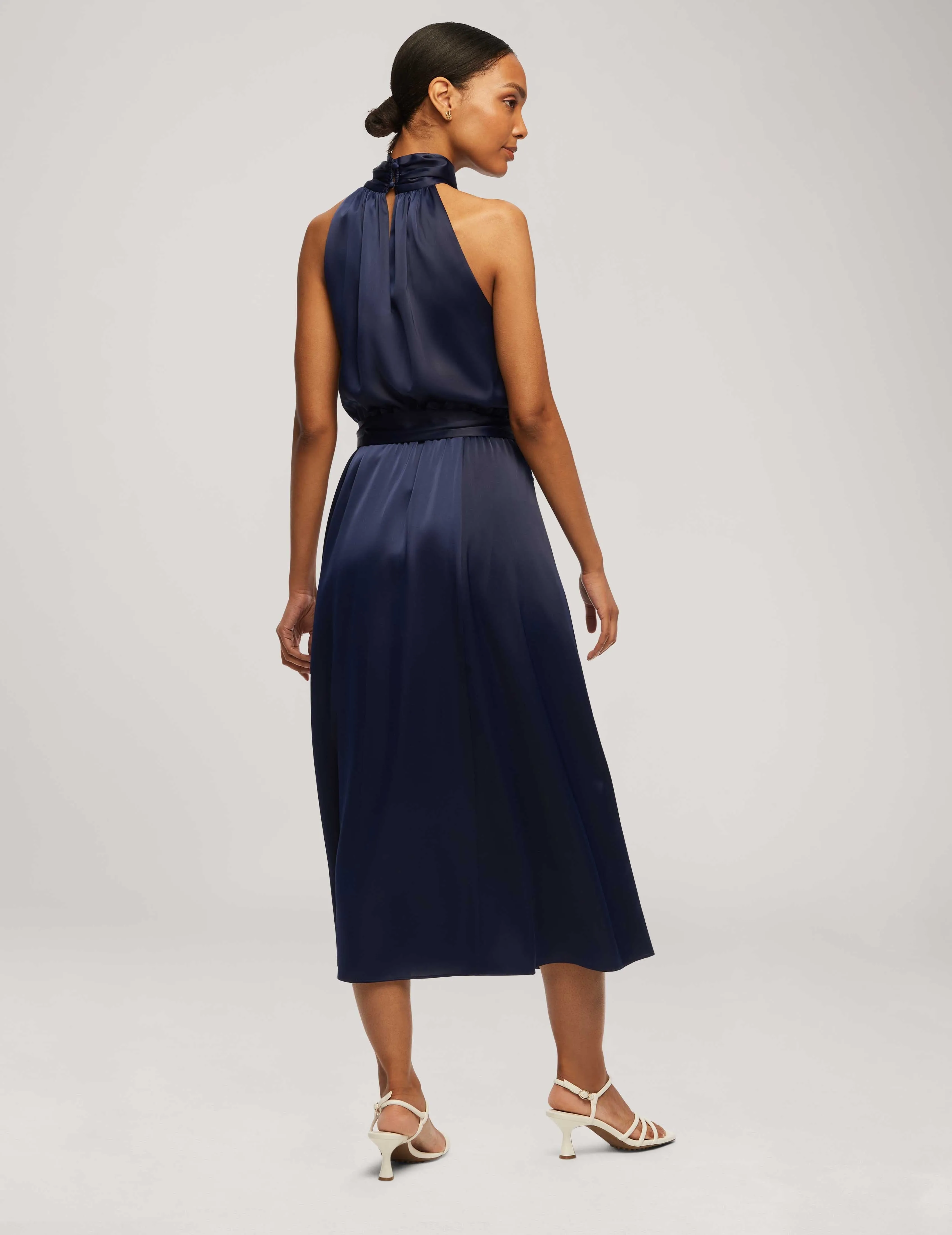 Twist Neck Halter Midi With Sash- Sale