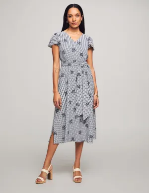 V-Neck Midi Dress With Flutter Sleeve- Sale
