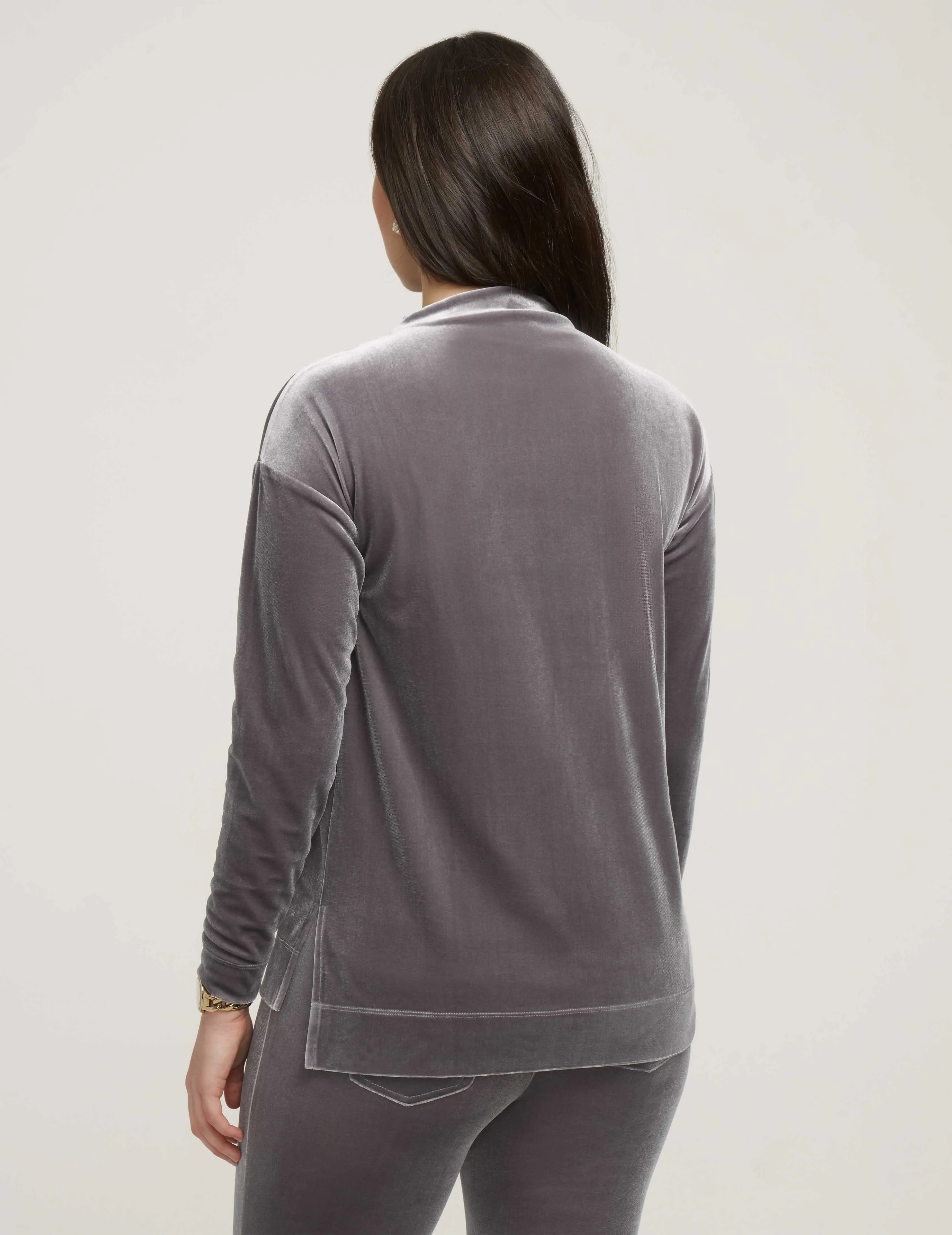 Velour High-Low Stretch Pullover- Sale