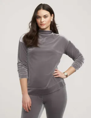 Velour High-Low Stretch Pullover- Sale