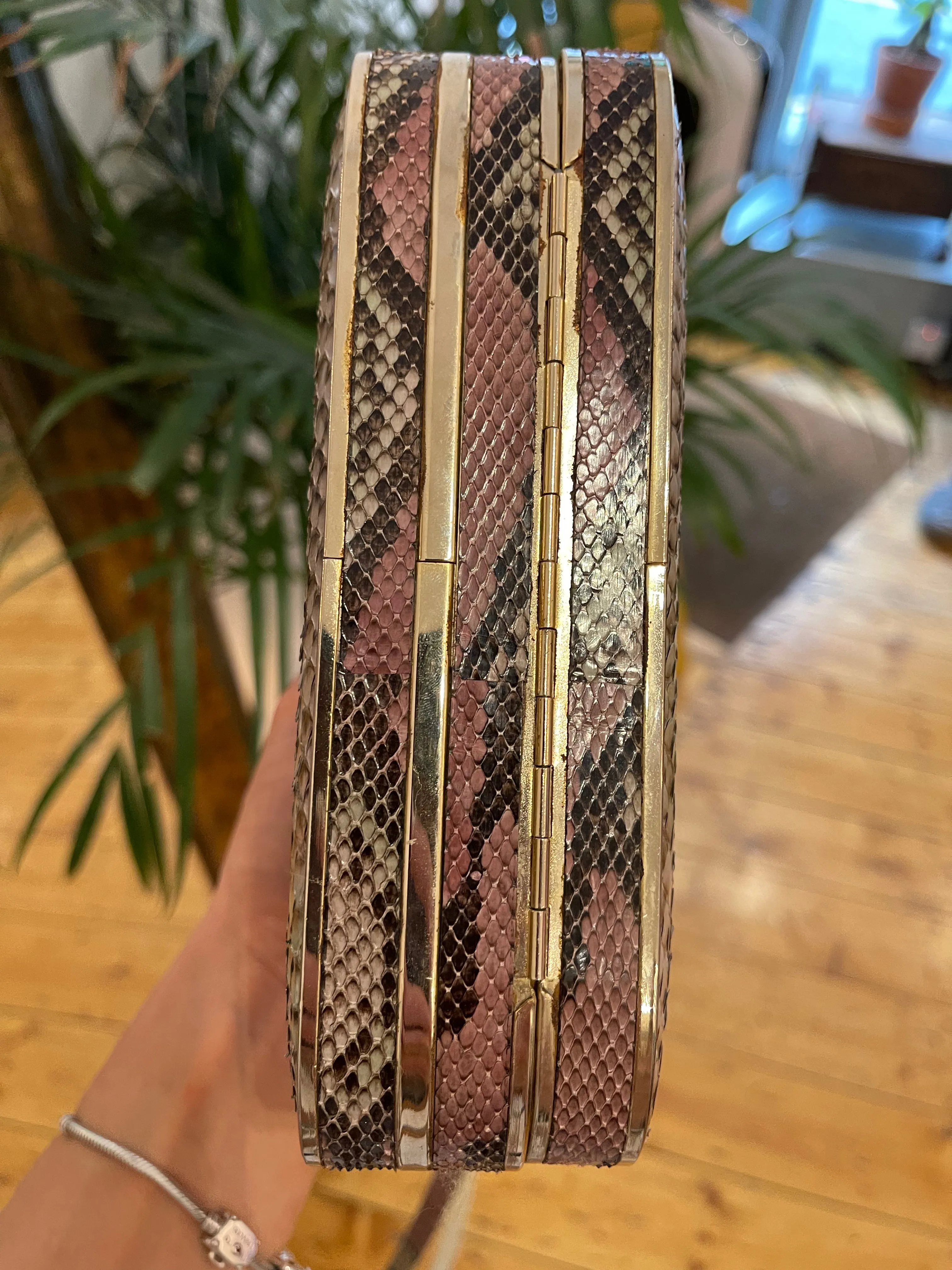 Vintage Snakeskin Effect Shoulder Bag