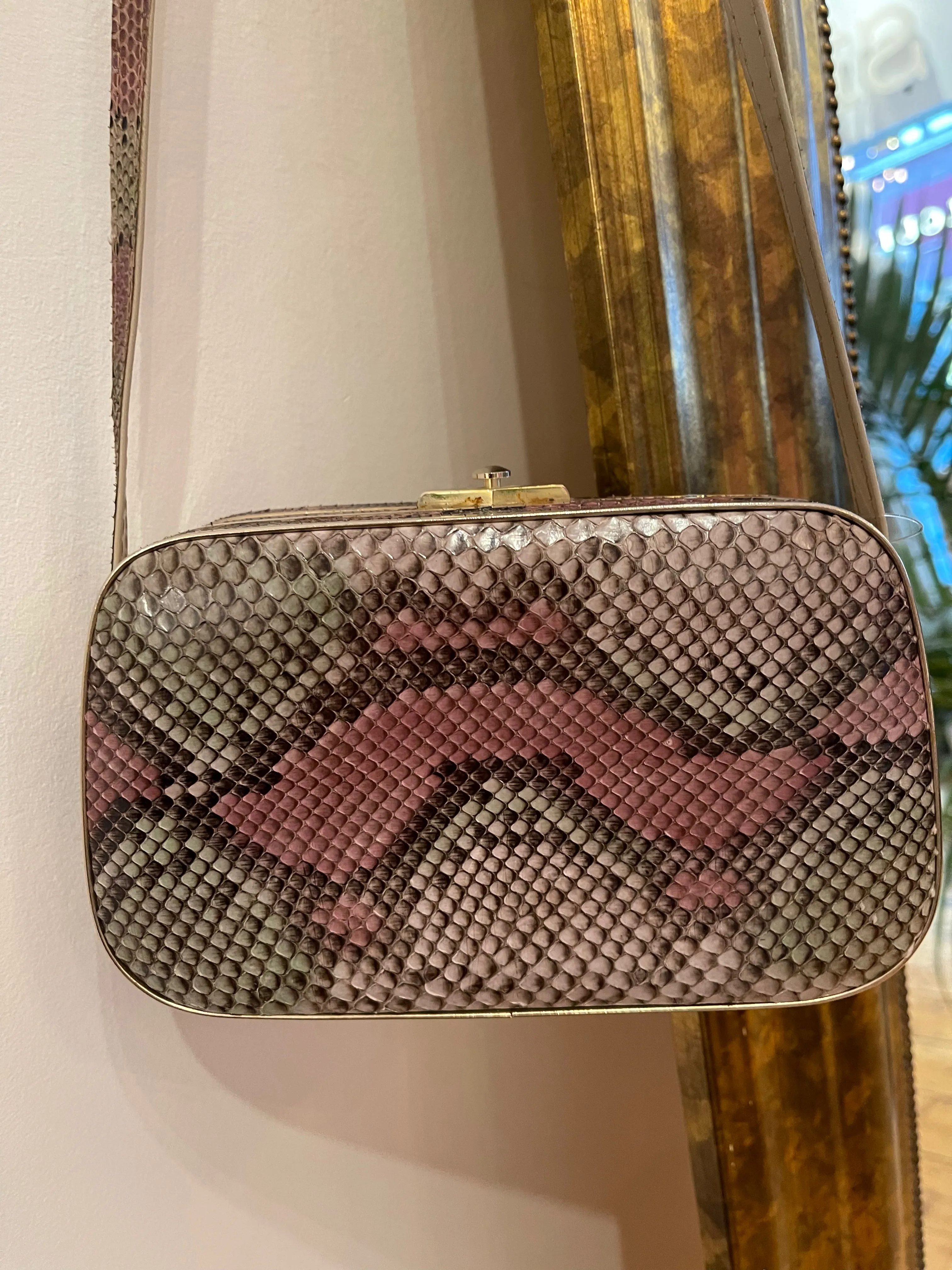 Vintage Snakeskin Effect Shoulder Bag