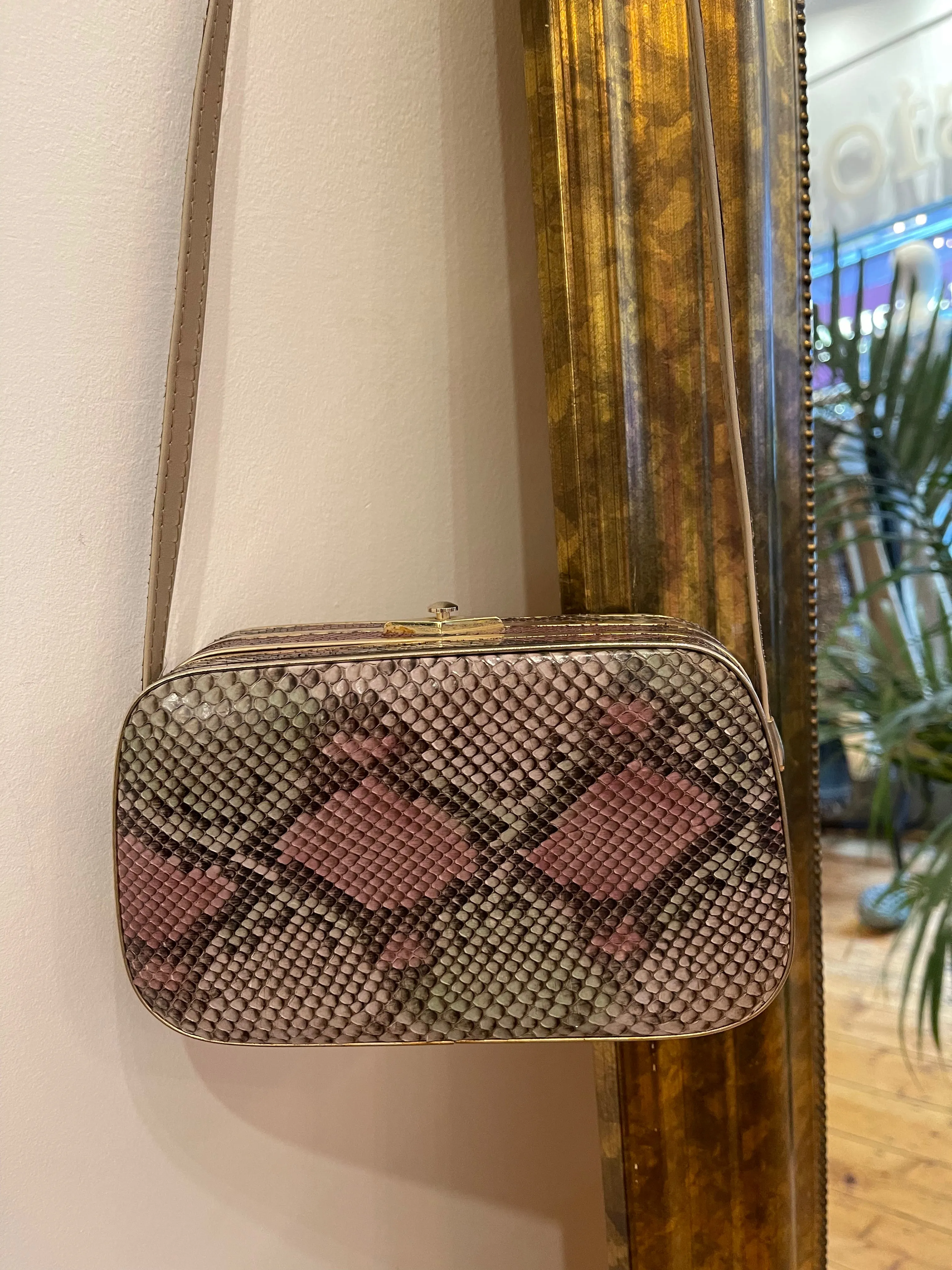 Vintage Snakeskin Effect Shoulder Bag