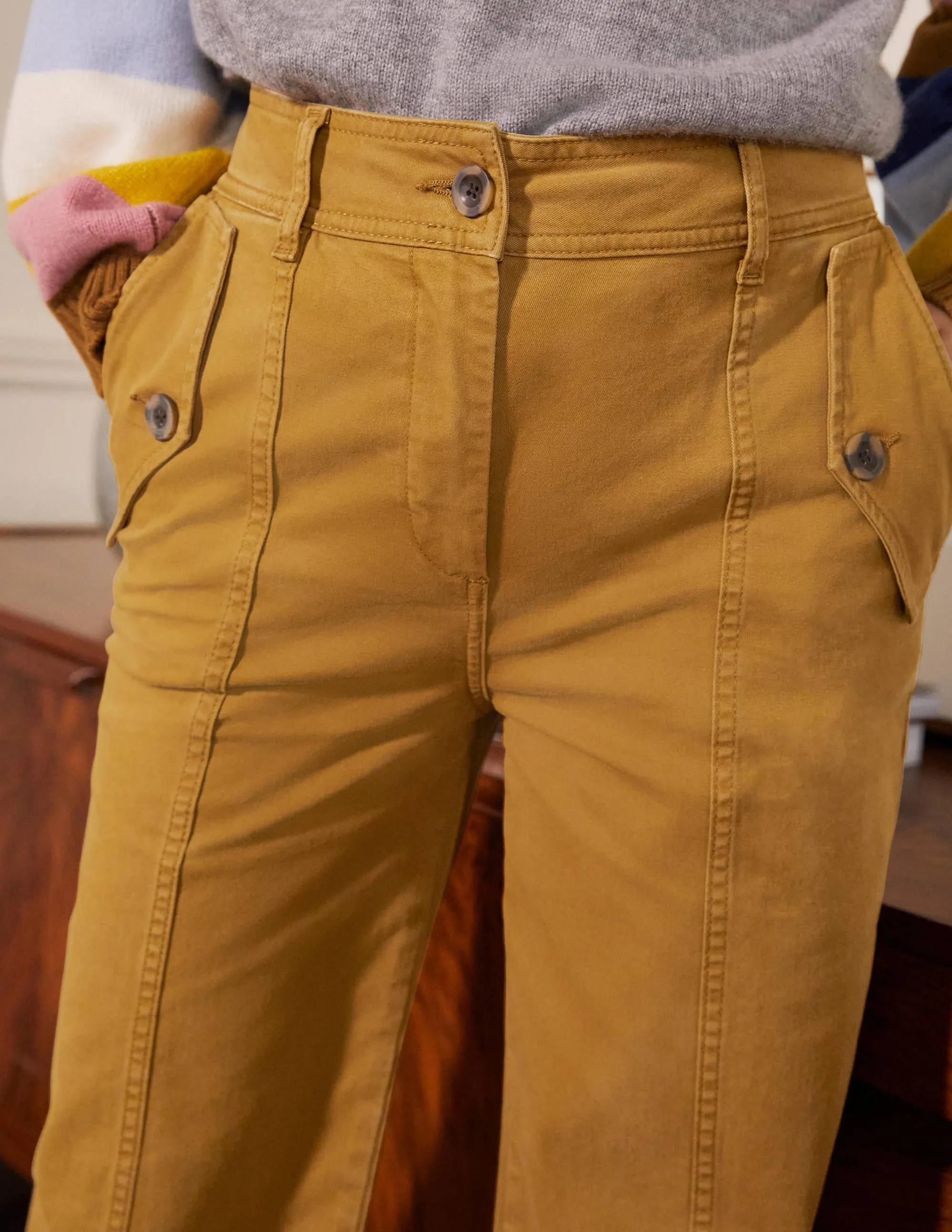 Wide Leg Chino Trouser-Frankincense