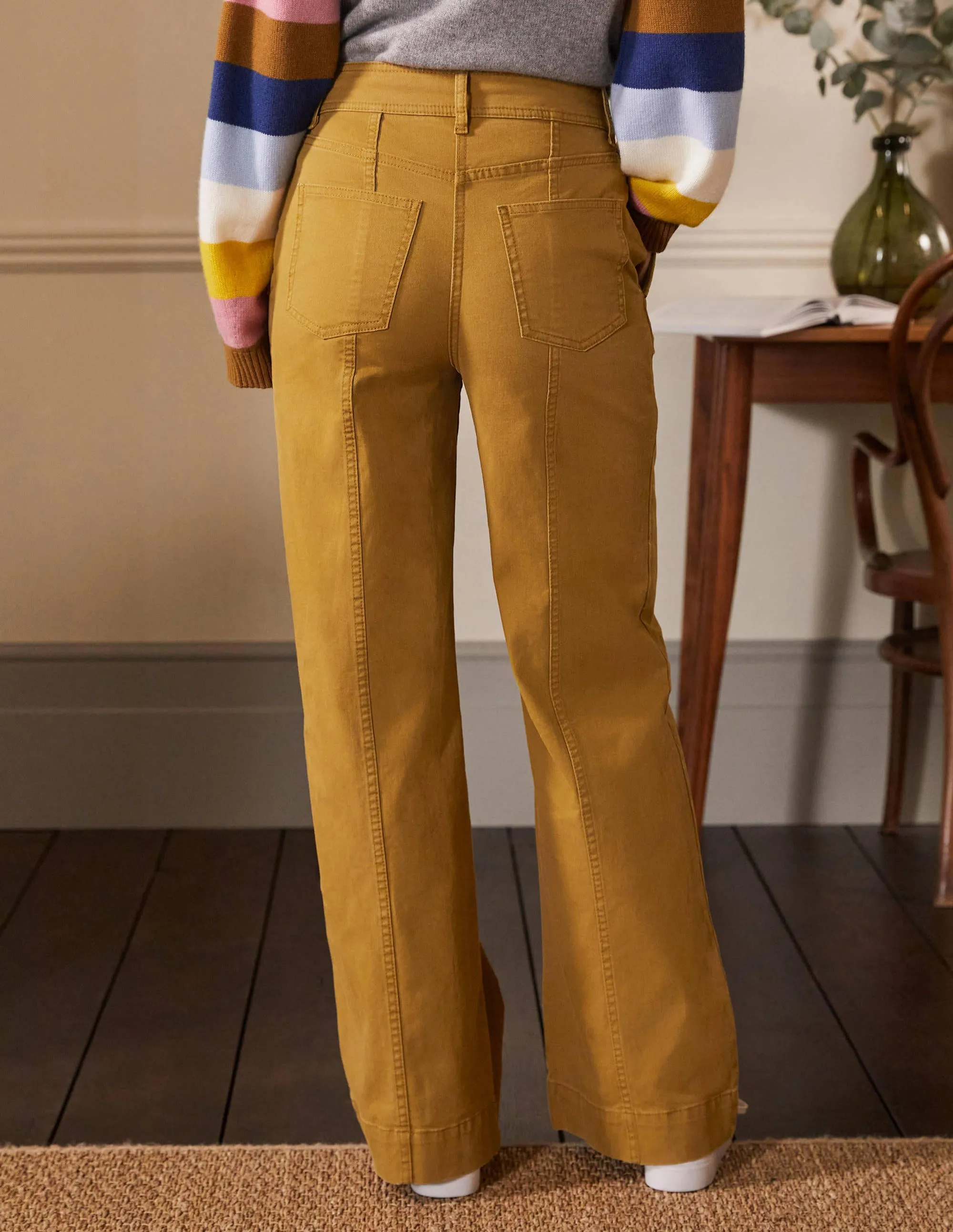 Wide Leg Chino Trouser-Frankincense