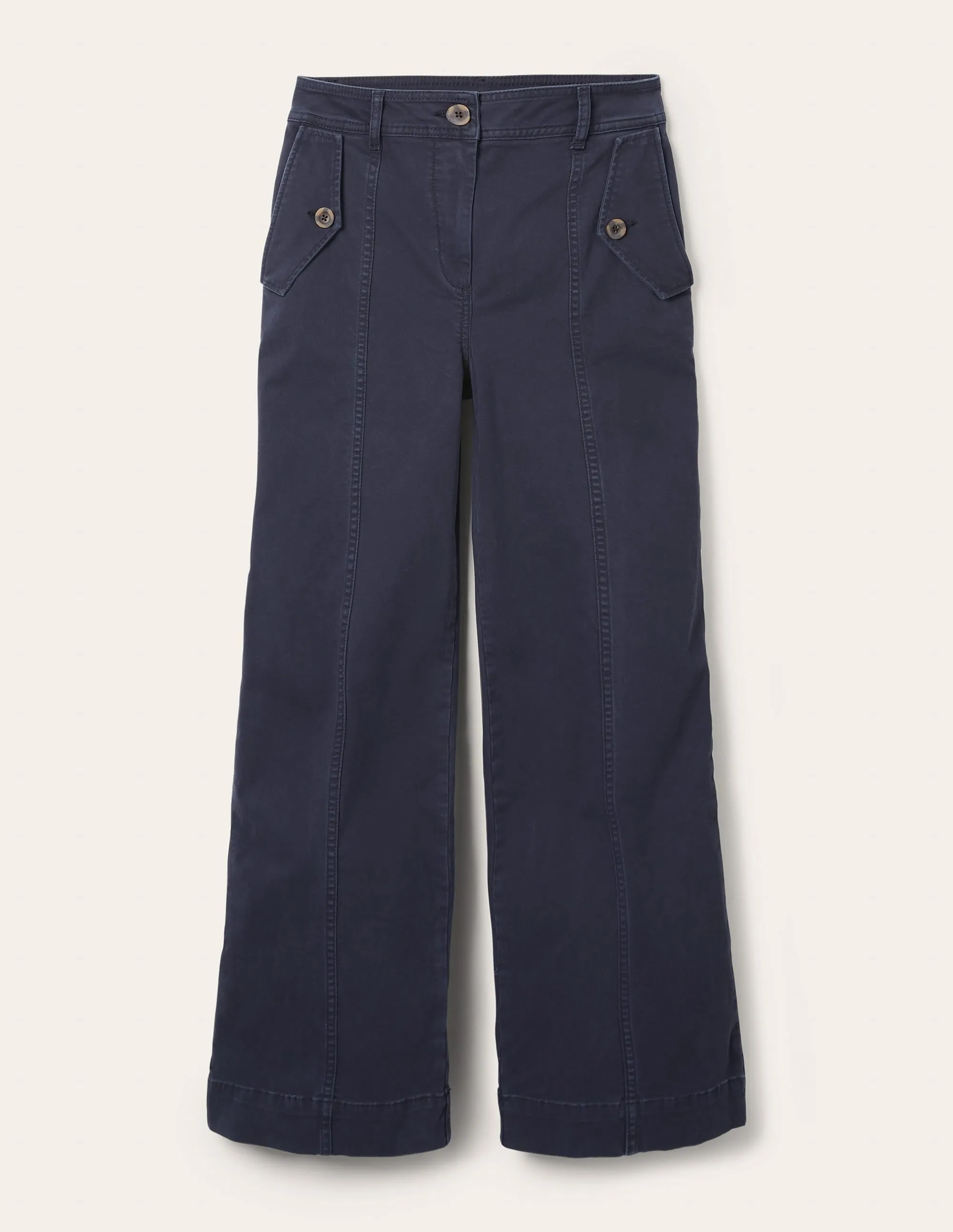 Wide Leg Chino Trouser-Navy