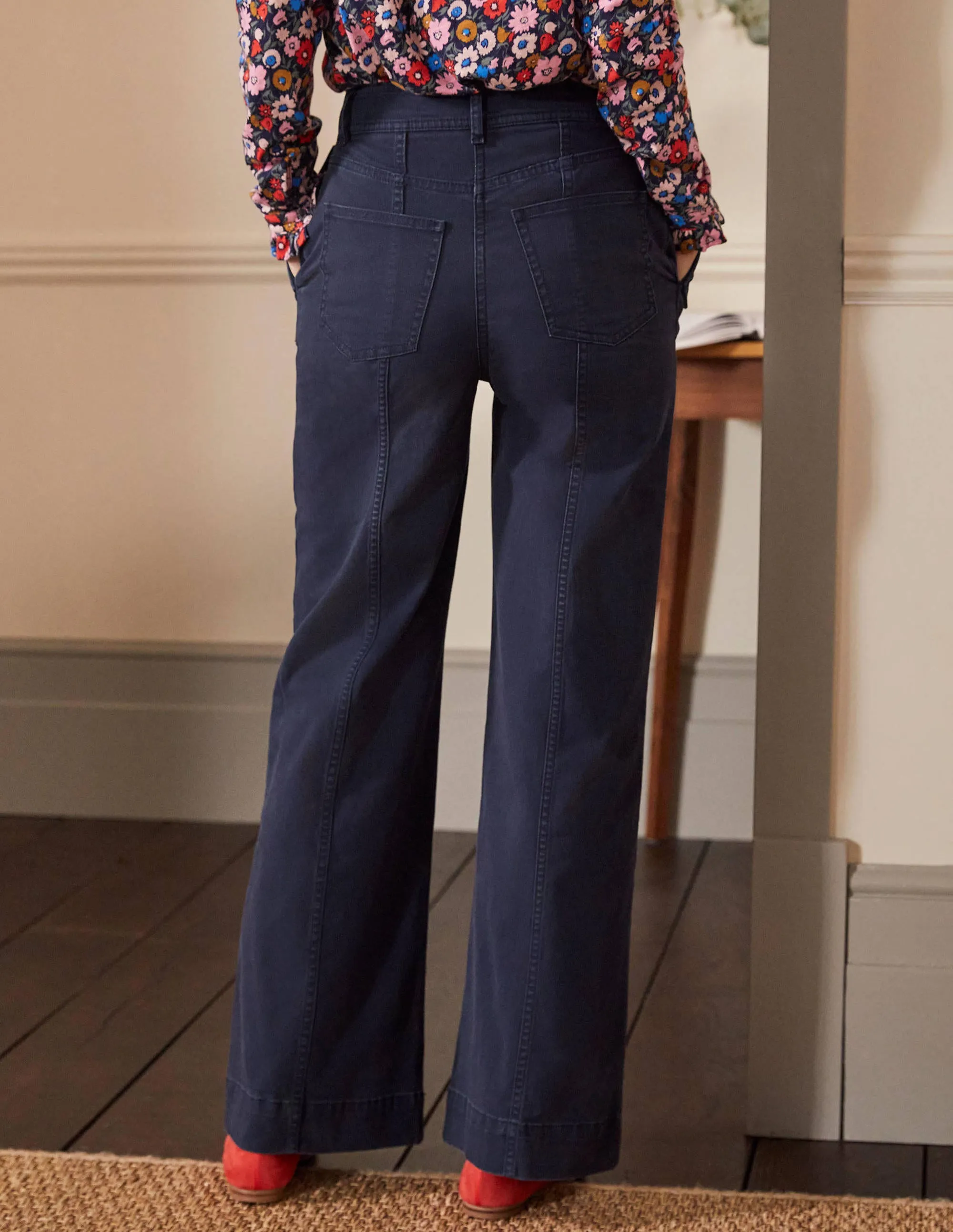 Wide Leg Chino Trouser-Navy