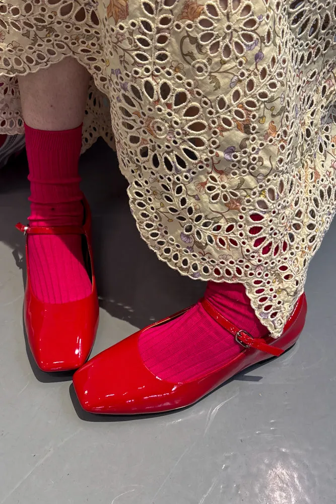 Woden Maya Fired Red Patent Pumps