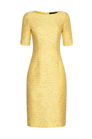 Yellow Summer Dress with Elbow Length Sleeves - Angie